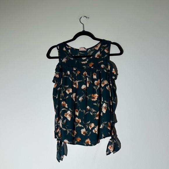 Sienna sky floral green off shoulder blouse size S - Picture 1 of 4